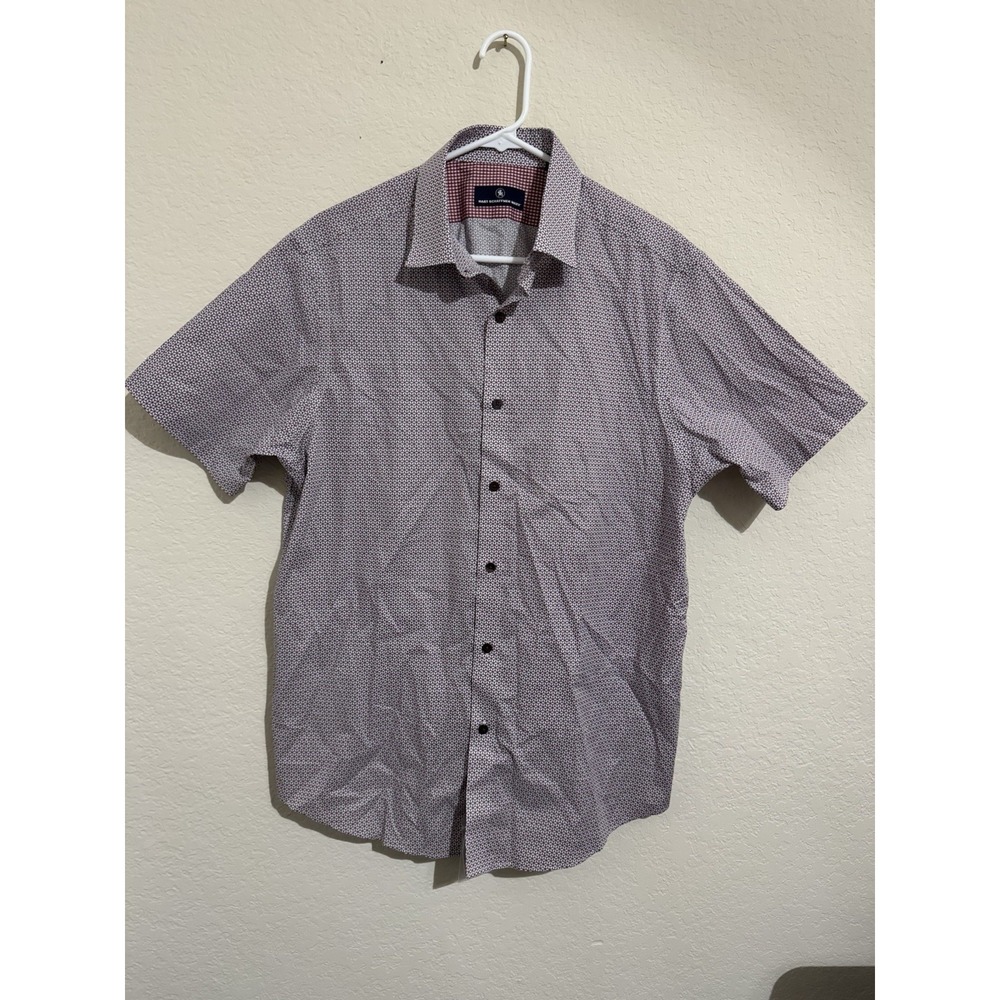 Hart Schaffner Marx‎ MEN'S Short Sleeve Floral Geo Print Coatfront GRAY DDS L